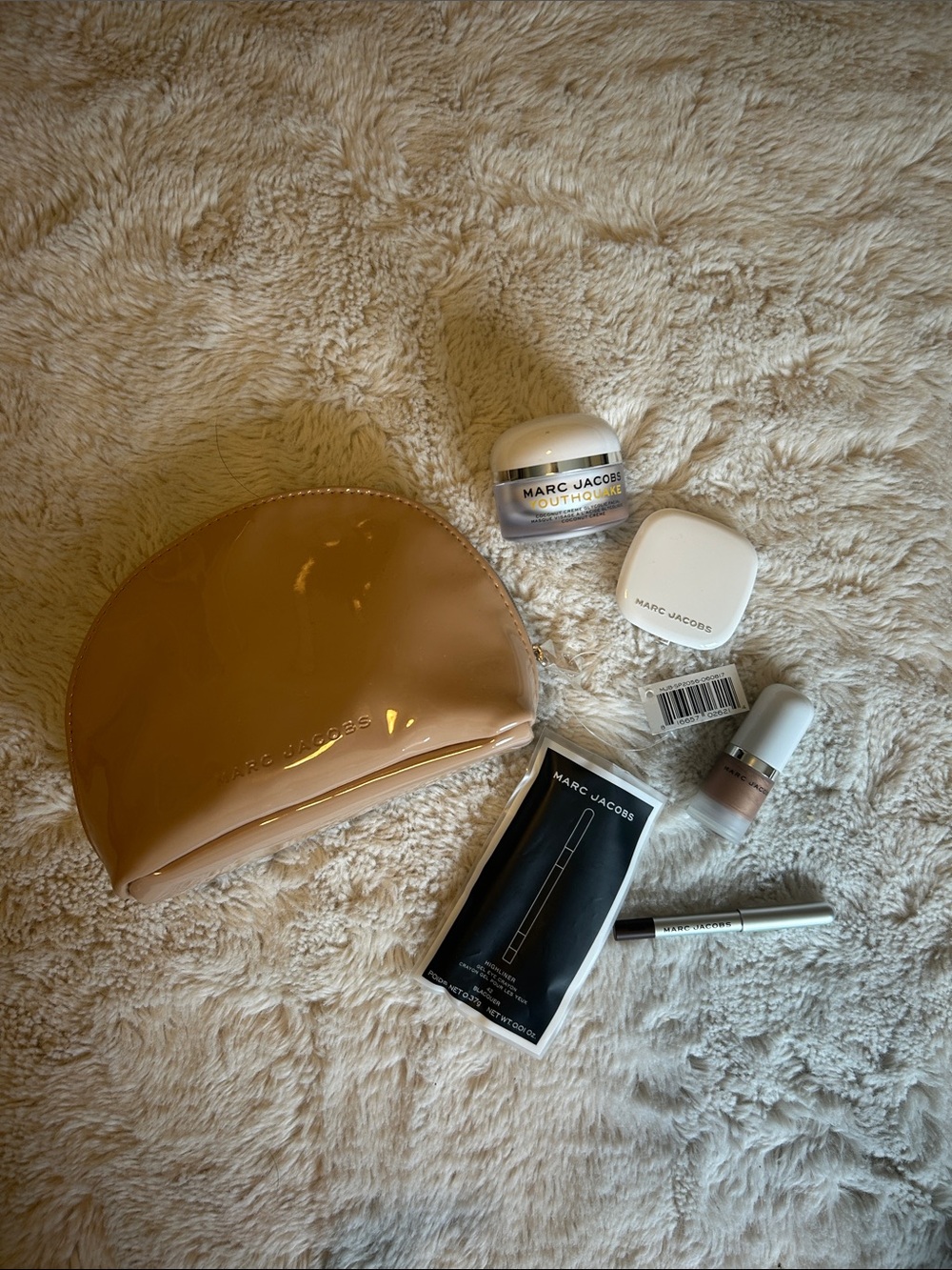 Marc Jacobs Nude Patent Cosmetic Pouch W/ Youthquake, Bronzer, Highlighter NWT